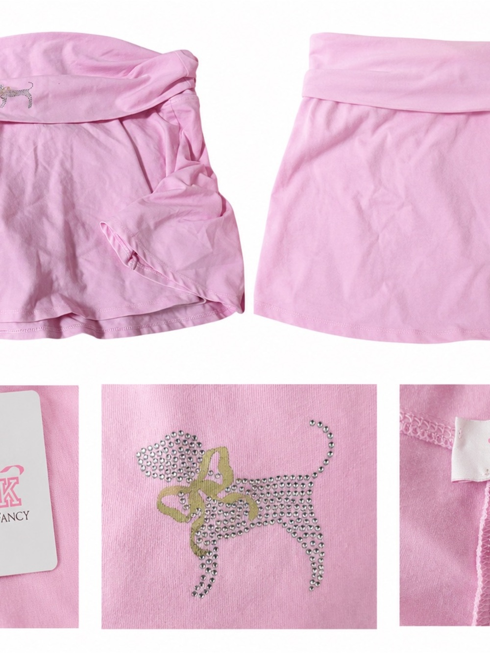 PINK Victoria's Secret x LoveShackFancy Pink Mini Skirt with Rhinestone Puppy